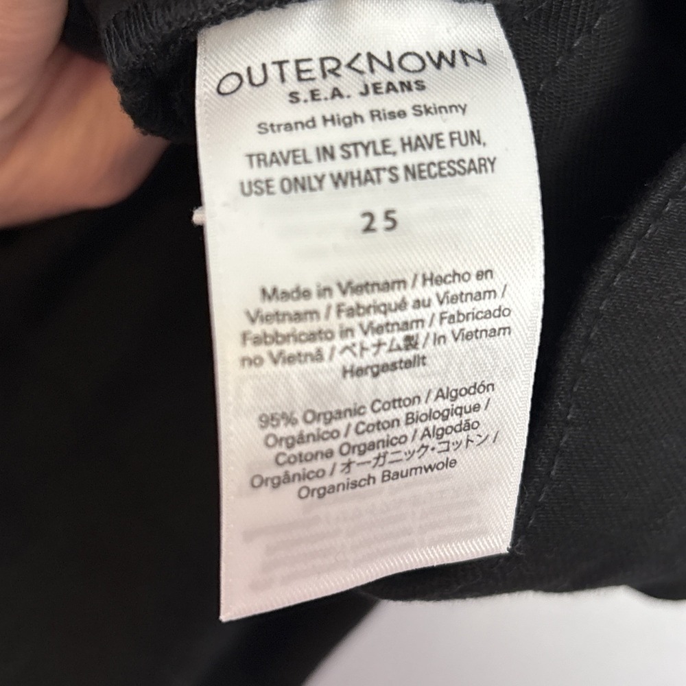 Outerknown Women's 25 Strand High Rise Skinny Jeans Black Denim - Picture 6 of 11